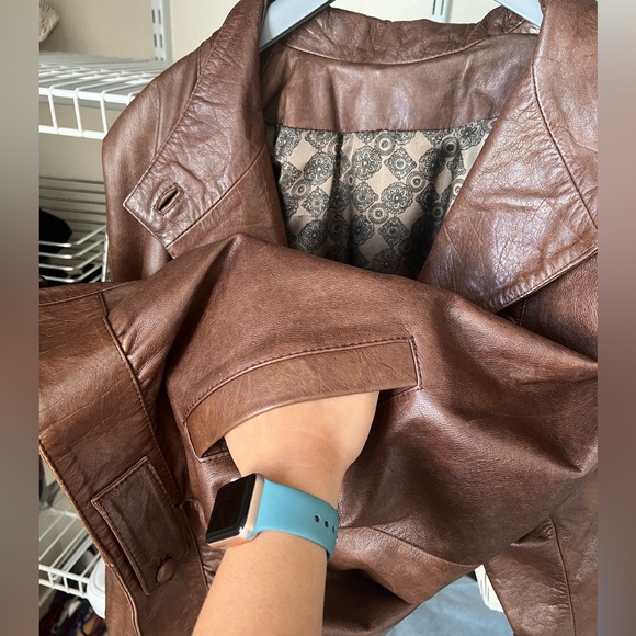 Vintage 1990's Brown Leather Jacket M/L - Picture 5 of 6